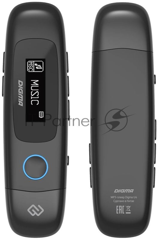 Плеер Flash Digma U4 8Gb черный/0.91"/FM/microSDHC