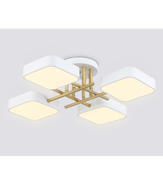 Люстра светодиодная на штанге Ambrella light FL516341/4 WH/GD белый/золото 72W 3000-6000K 550*550*150 (без ПДУ)
