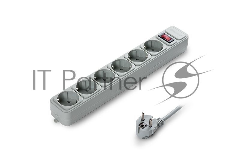 Сетевой фильтр ExeGate EX266865RUS SP-6-1.5G (6 розеток, 1.5 м, евровилка, светло-серый)