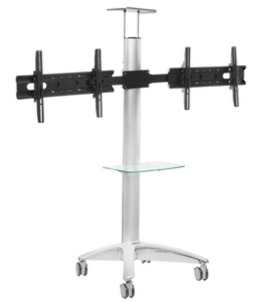 Arm media PT-STAND-15 (состоит из 2-х частей) black 1 шт/уп. Моб. стойка напол. для 2-х TV 26"-55", max 120 высота 1750мм., нак. ±15°, maxVESA 700x400