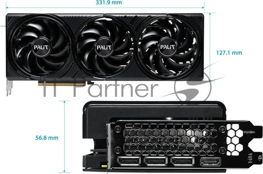 Видеокарта Palit GeForce RTX 5080 Infinity 3 OC, 16 GB GDDR7, 256 bit, 3xDisplayPort, HDMI, GPU 2295 MHz