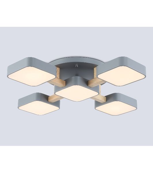 Светильник Ambrella light FL4882/5 GR/WD серый/дерево 90W 3000-6000K 675*675*110 (без ПДУ)