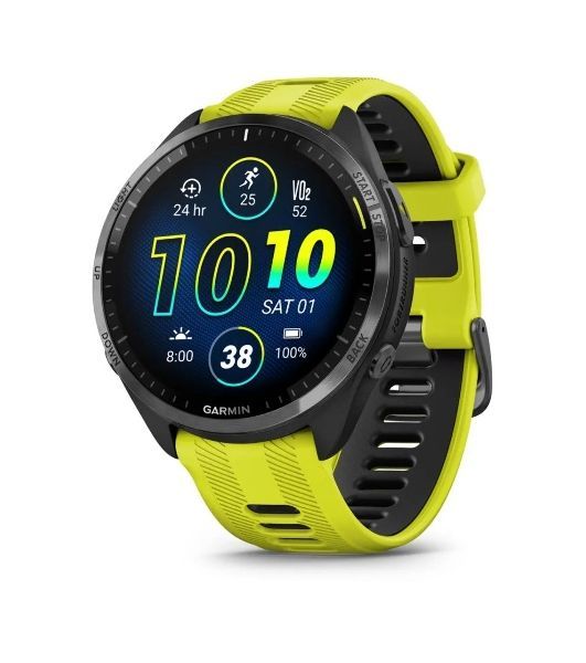 Умные часы Garmin Forerunner 965, 1.4" AMOLED, Wi-Fi, Bluetooth, NFC, GPS, 50м, черный / желто-черный