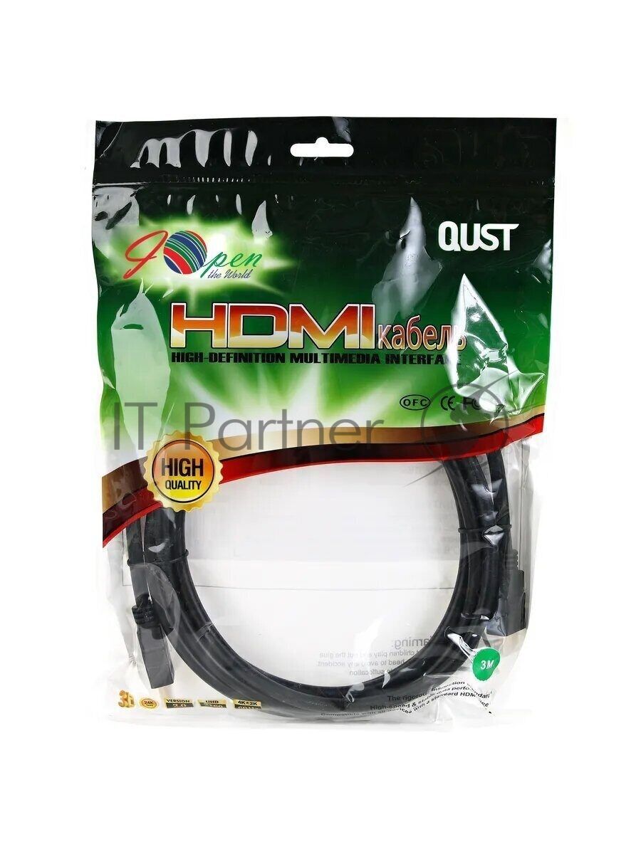 Кабель HDMI 19M/M ver 2.0, 3М, 2 фильтра  Aopen <ACG711D-3M>
