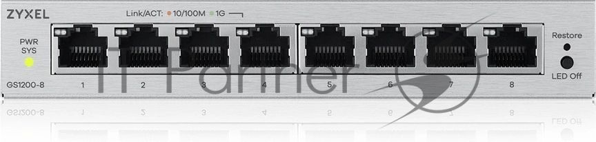 Коммутатор ZyXEL GS1200-8V3-EU0101F, 8×LAN, управляемый