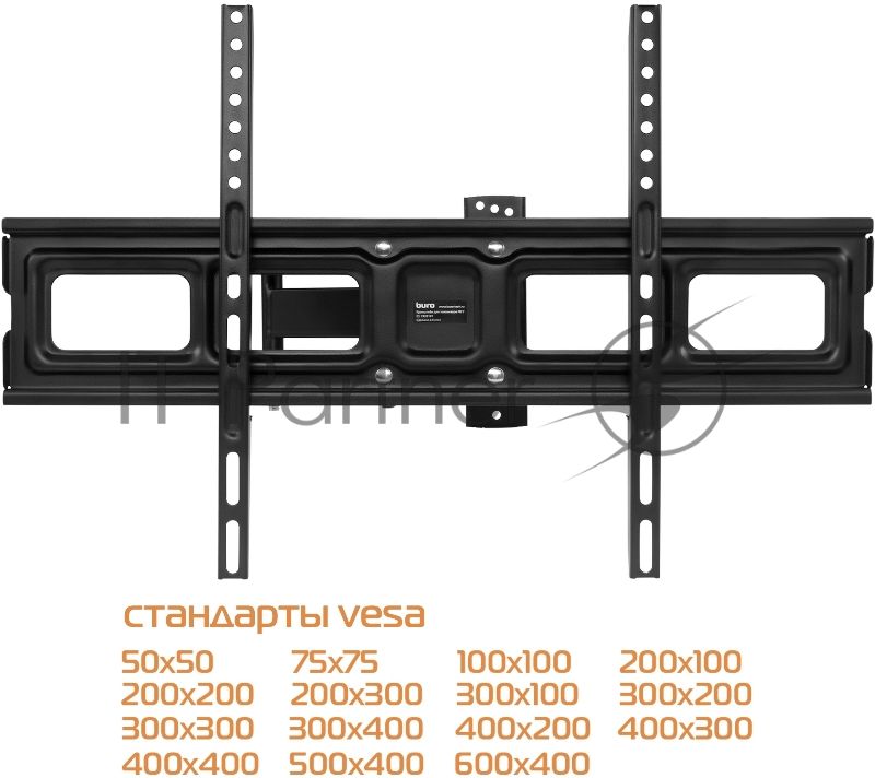 Кронштейн для телевизора Buro MF2 черный 32"-70" макс.35кг настенный поворотно-выдвижной и наклонный