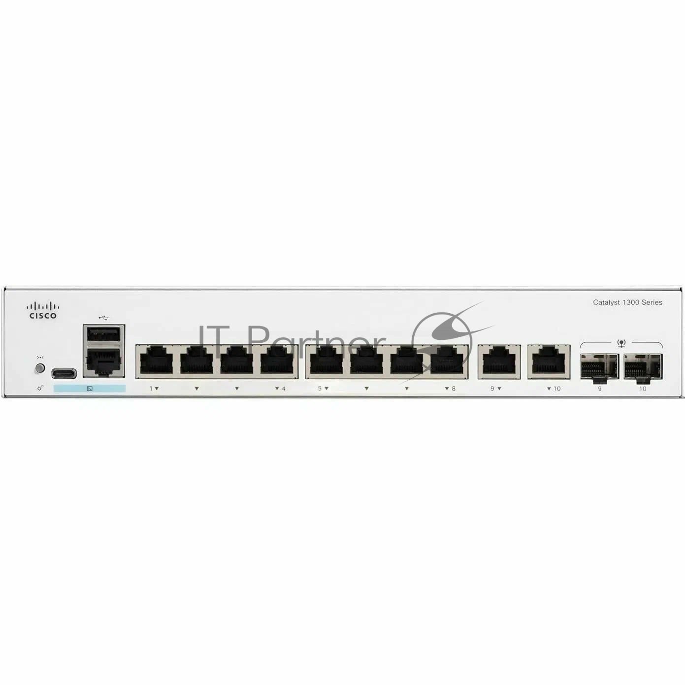 Коммутатор Cisco C1300-8T-E-2G, 8×1 Гбит/с + 2×1 Гбит/с Combo (RJ45/SFP), управляемый