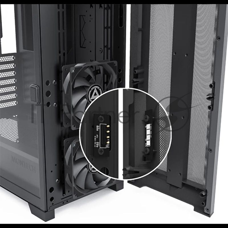 Компьютерный корпус Montech SKY ONE Lite черный без БП ATX 3x120mm 2xUSB3.0 1xUSB3.1 audio bott PSU