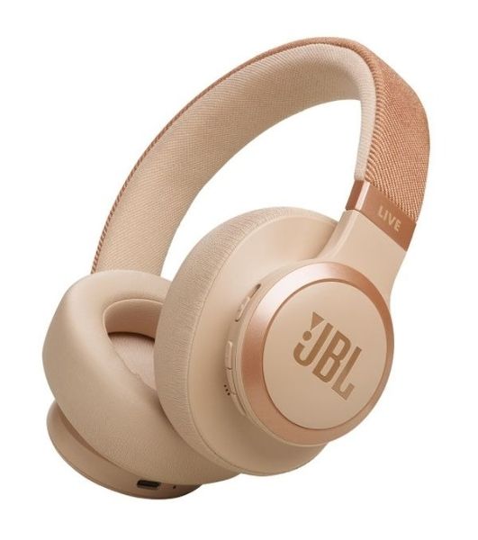 Беспроводные/проводные наушники JBL Live 770NC бежевый, полноразмерные, Bluetooth + проводной, адаптивное шумоподавление