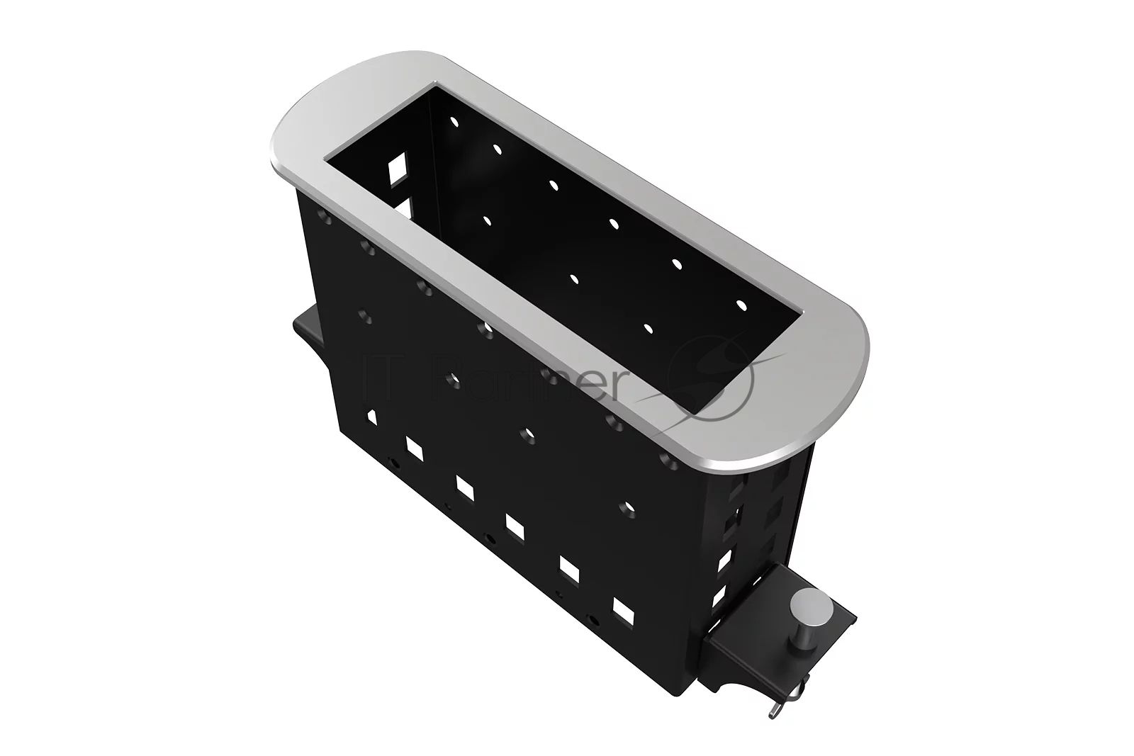 Прямоугольный металлический корпус Wize Pro WRTS-M-6BOX-S серия M, для модульной системы врезного лючка в стол без крышки для установки до 6 модулей-вставок серии М, серебристый