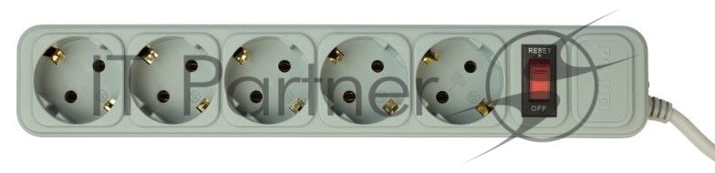 Сетевой фильтр PC Pet AP01006-E-GR 1.8м, 5 розеток, серый
