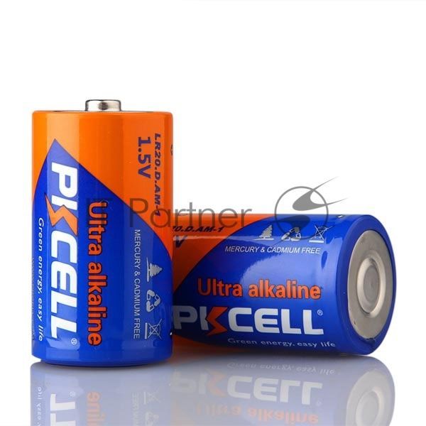 Щелочной/алкалиновый элемент питания PKCELL LR20-2B тип - D(LR20) 2 шт в блистере
