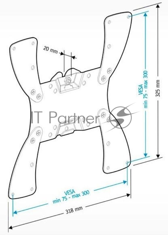Кронштейн Holder Кронштейн Holder/19-47" макс 300x300 наклон 10º поворот 0º от стены: 37мм