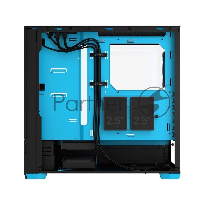 Компьютерный корпус без блока питания Fractal Design Pop Air RGb Cyan Core TG Clear Tint, Midi-Tower, 3x120мм RGb, 2xUSB-A 3.2 ATX, mATX, mITX черный/циан