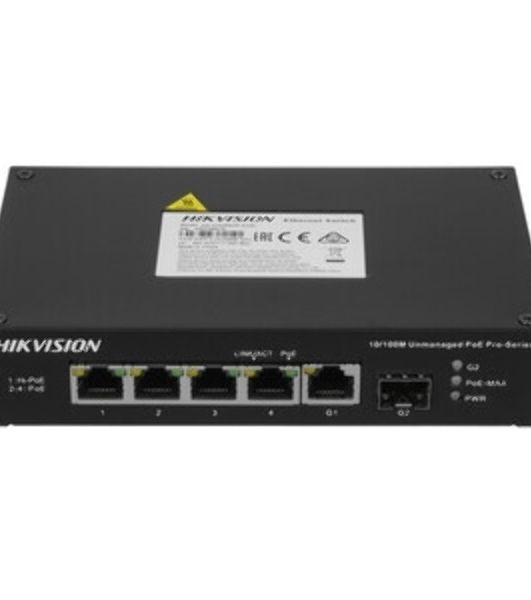 Коммутатор Hikvision DS-3T0306P 4x100Mb 2SFP 4PoE+ 120W неуправляемый