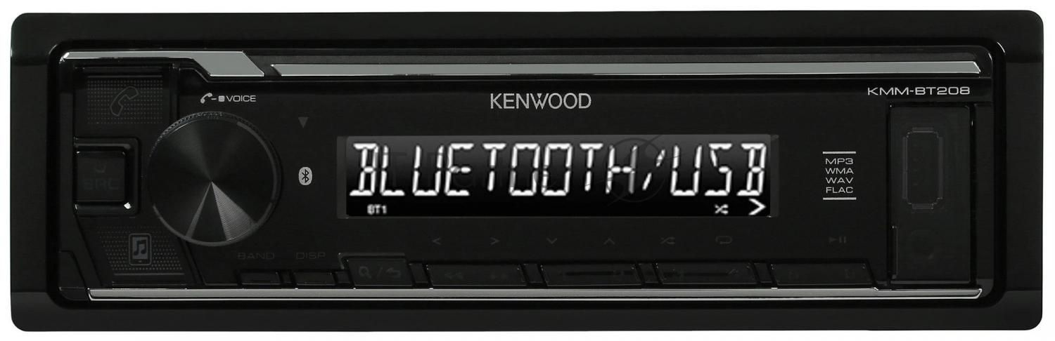 Автомагнитола Kenwood KMM-BT208, 1 DIN, Bluetooth, USB Type-A, AUX, съёмная панель