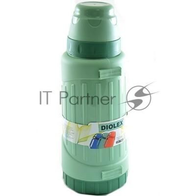 Термос Diolex DXP-1000-1,  пластиковый со стеклянной колбой 1000 мл, с ручкой для переноски, две крышки-кружки в комплект