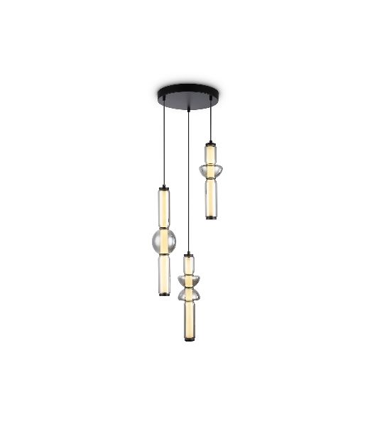 Подвесной светодиодный светильник Ambrella light LH11026/3 BK/SM черный/дымчатый 40W 3000K D380*1720