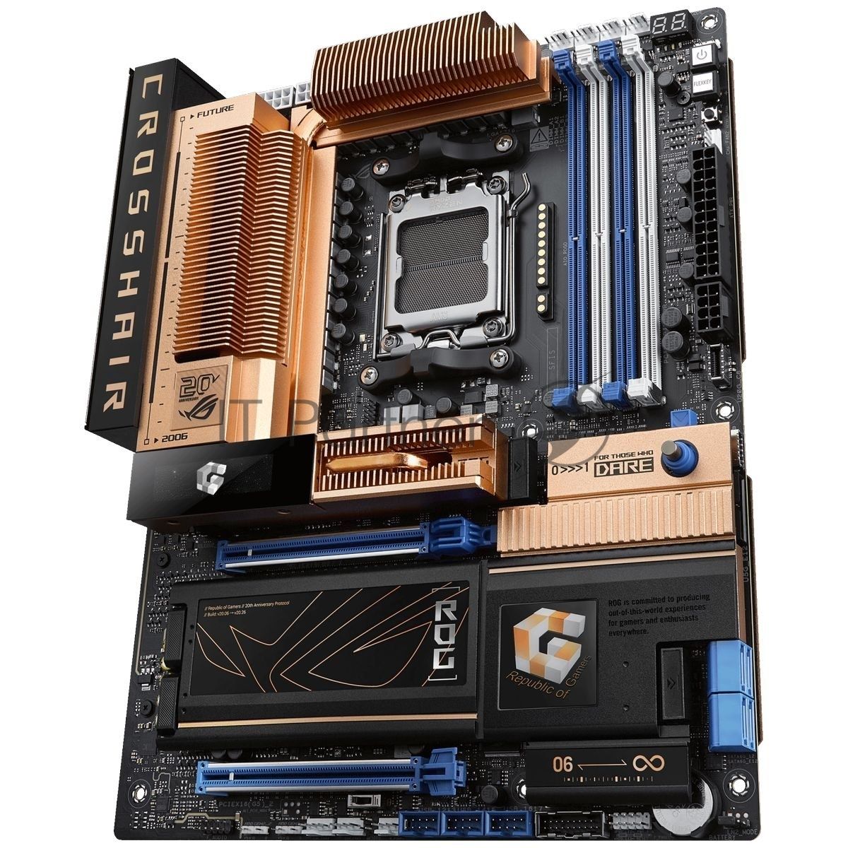 Материнская плата ASUS ROG CROSSHAIR 2006, AM5, AMD X870E, 4xDDR5, 4xSATA 6Gb/s, 5xM.2, 2xPCIe 5.0 x16, 1xHDMI, 1x 10Gb LAN + 1x 5Gb LAN, 2xUSB4 Type-C + 6xUSB 3.2 Gen2 Type-A + 3xUSB 3.2 Gen2 Type-C, 2x3.5 мм, 7.1, ATX