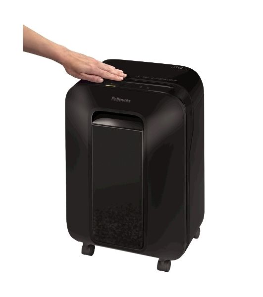 Шредер Fellowes PowerShred LX200 черный (секр.P-4)/перекрестный/12лист./22лтр./скрепки/скобы/пл.карты