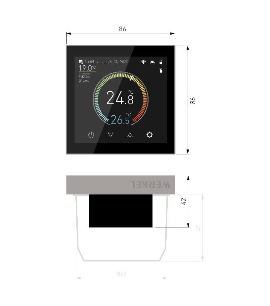 Умный сенсорный терморегулятор с LCD дисплеем (дымчатый) W1851104