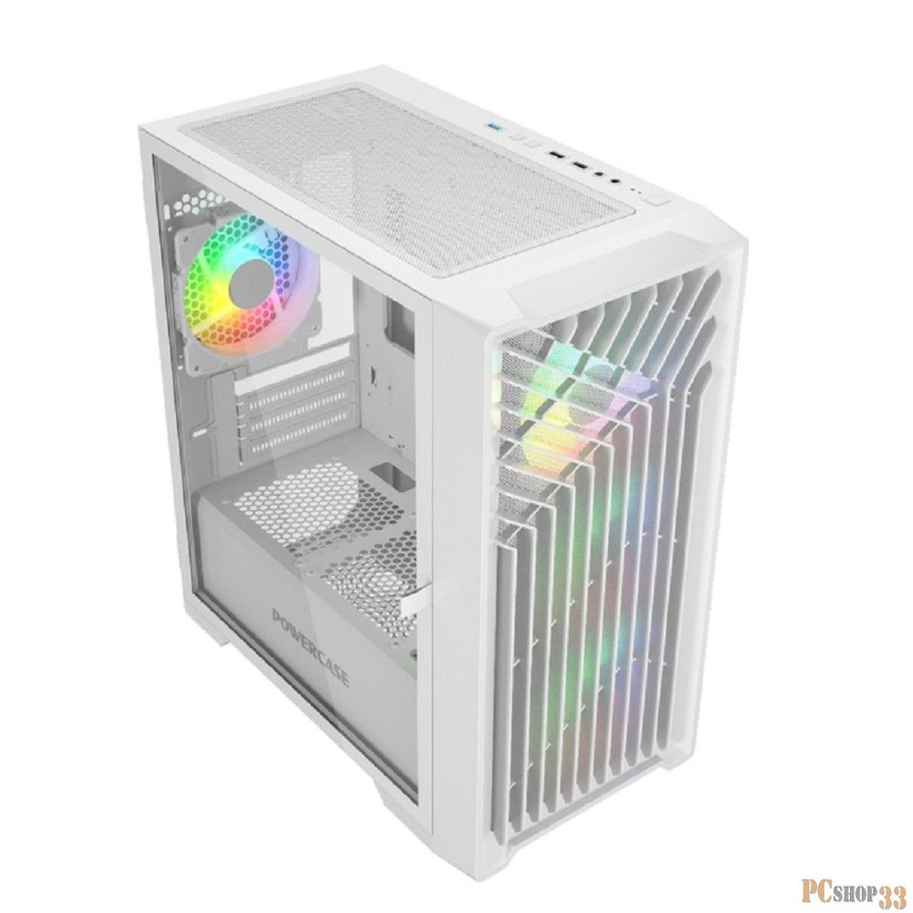 Компьютерный корпус Powercase Mistral Micro X4W, Tempered Glass, 4х 120mm 5-color fan, белый, mATX (CMMXW-L4)