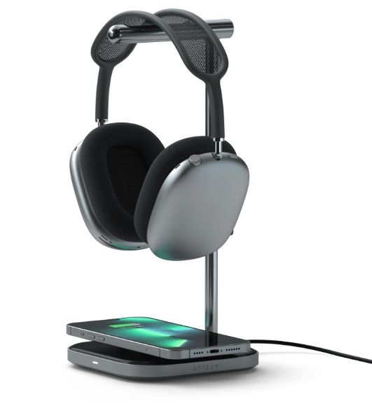 Подставка для наушников 2-в-1 с беспроводным зарядным устройством Satechi 2 in 1 Headphone Stand with Wireless Charger, Серый Космос