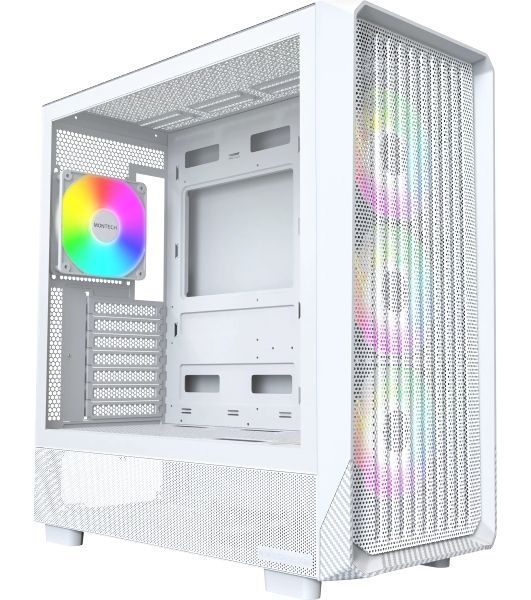 Компьютерный корпус Montech X5 белый без БП ATX 4x120mm 1xUSB 2.0 1xUSB 3.0 1xUSB3.1 audio bott PSU