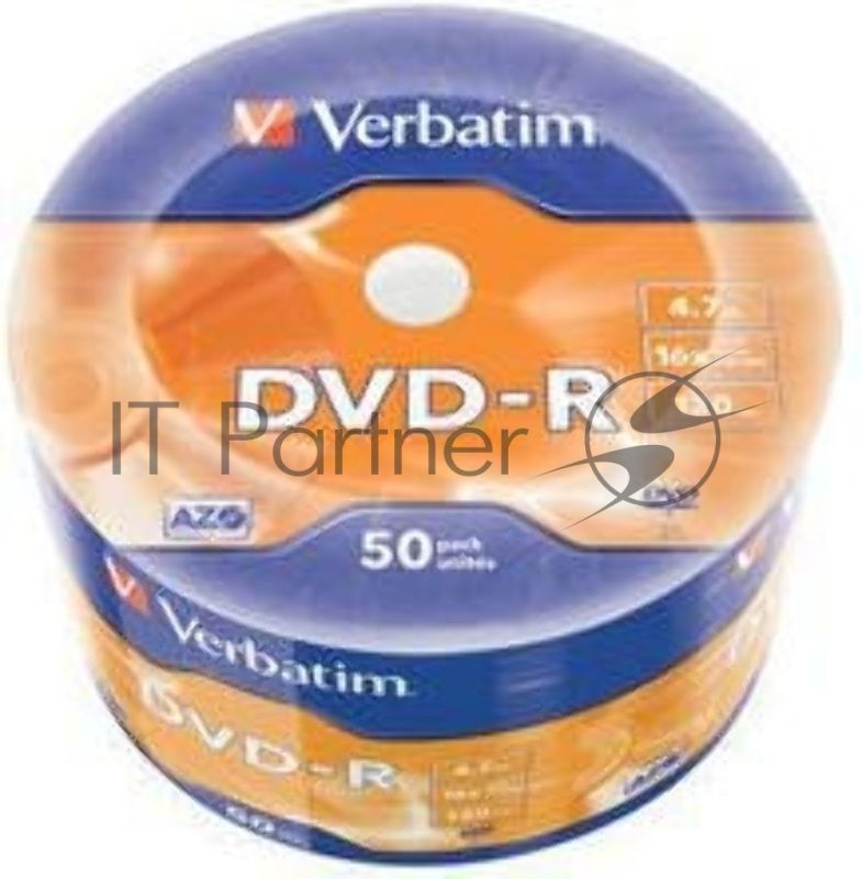 Диск DVD-R Verbatim 4.7Gb 16x Cake Box (50шт) (43788)