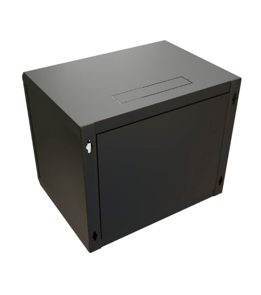 Шкаф коммутационный WRline (WR-TW-1545-SR-RAL9004) настенный 15U 600x450 мм пер. дв. металл 2 бок. пан. 60 кг черный 370 мм 775 мм IP20 сталь