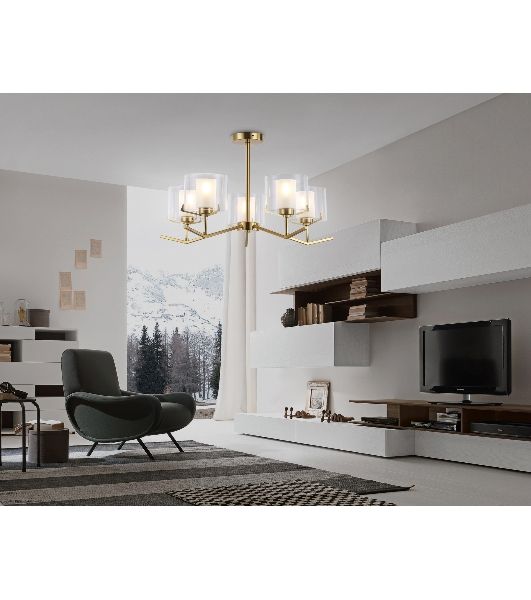Светильник Ambrella light LH57007/5 BS/FR латунь/белый матовый E14/5 max 40W D690*390