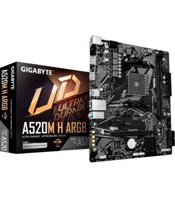 Материнская плата Gigabyte A520M H ARGB, AM4, AMD A520, 2xDDR4, 4xSATA, 1xM.2, 1xPCIe 3.0 x16, 1xPCIe x1, 1xHDMI, 1xDP, 1x1Gb LAN, 4xUSB-A 5Gbps, 2xUSB-A 2.0, 1xPS/2, 3x3.5 мм, 7.1, mATX Материнская плата Gigabyte A520M H ARGB, AM4, AMD A520, 2xDDR4, 4xSATA, 1xM.2, 1xPCIe 3.0 x16, 1xPCIe x1, 1xHDMI, 1xDP, 1x1Gb LAN, 4xUSB-A 5Gbps, 2xUSB-A 2.0, 1xPS/2, 3x3.5 мм, 7.1, mATX