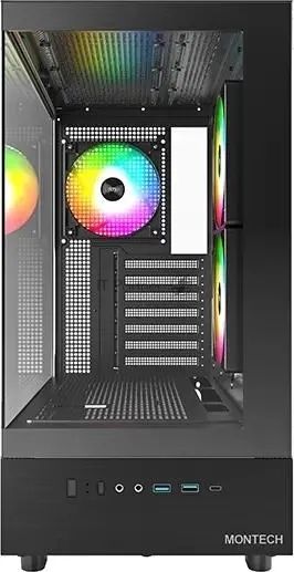 Компьютерный корпус Montech XR черный без БП ATX 3x120мм 2xUSB3.0 1xUSB3.1 audio bott PSU