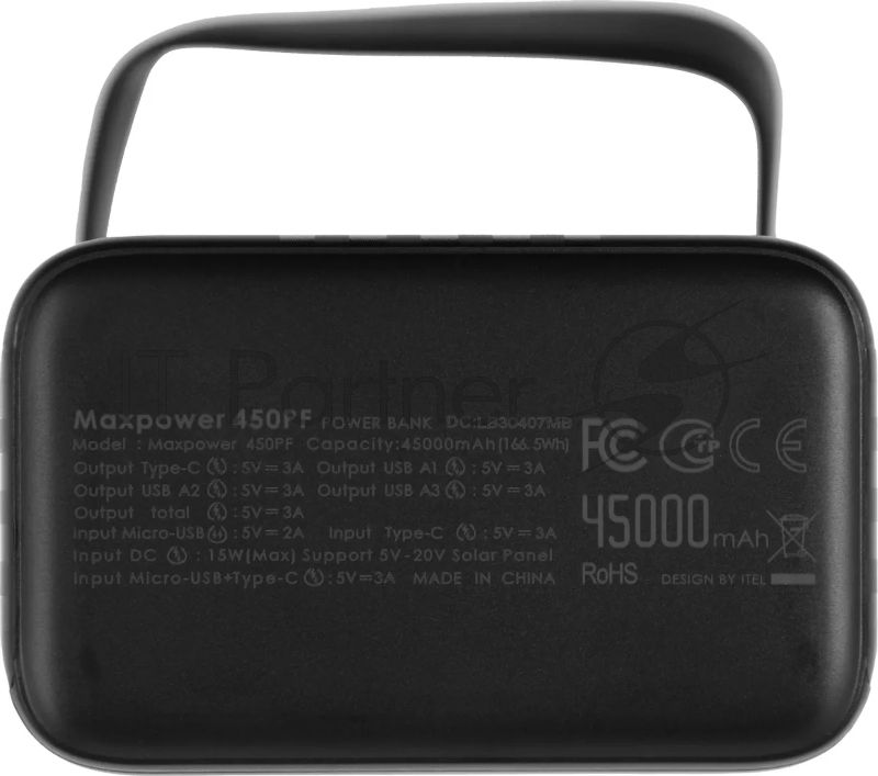Портативный аккумулятор Itel Maxpower 450PF 45000mAh 2.1A черный
