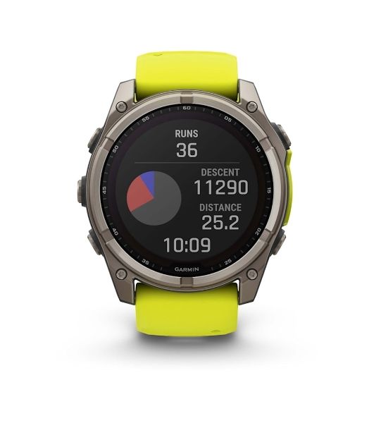 Умные часы Garmin Fenix 8 Solar Sapphire, 1.6" AMOLED, Wi-Fi, Bluetooth, NFC, 100м, серый / желтый