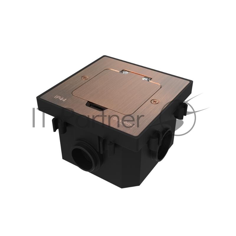 MultiDesk Лючок с розеткой 2К+З, 16А/250В, IP44 с монтажной коробкой для бетонных полов Медь, тип MDK21 | MDK21202CC | SE