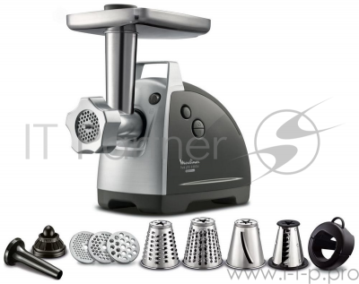 Мясорубка электрическая Moulinex ME688832 черный, 2200 Вт, 4.5 кг/мин, реверс, насадки - 6