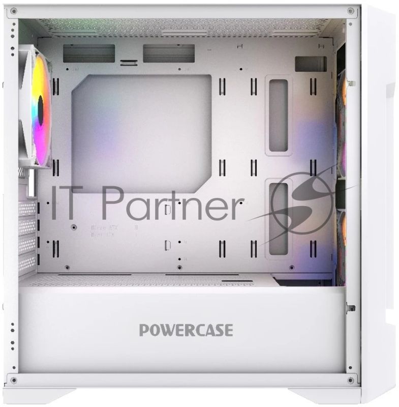 Компьютерный корпус Powercase Mistral Micro X3W ARGb, Tempered Glass, 3x 120mm ARGb PWM Fan, белый, mATX (CMMXW-A3)