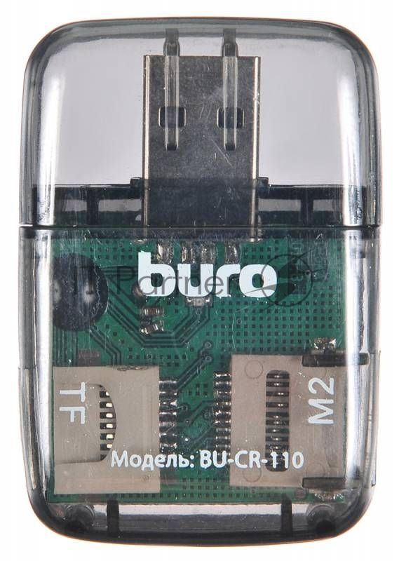 Кард-ридер Buro BU-CR-110 черный/MMC/MS/MS Duo/MS Micro M2/MS Pro/RS-MMC/SD/SDHC/TF/micro-SD/miсro-SDHC/USB 2.0/пластик