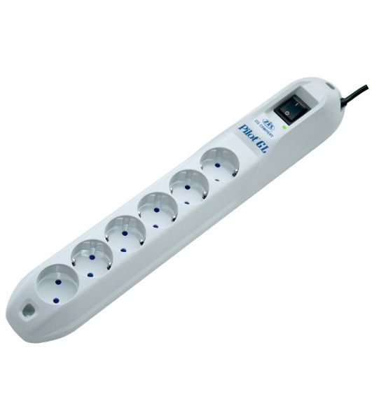Сетевой фильтр Pilot GL 6 розеток (5 евро + 1 без заземления) 10 м Surge protector Pilot GL 6 outlets (5 euro + 1 without ground) 10A/2.2kVt, 10m