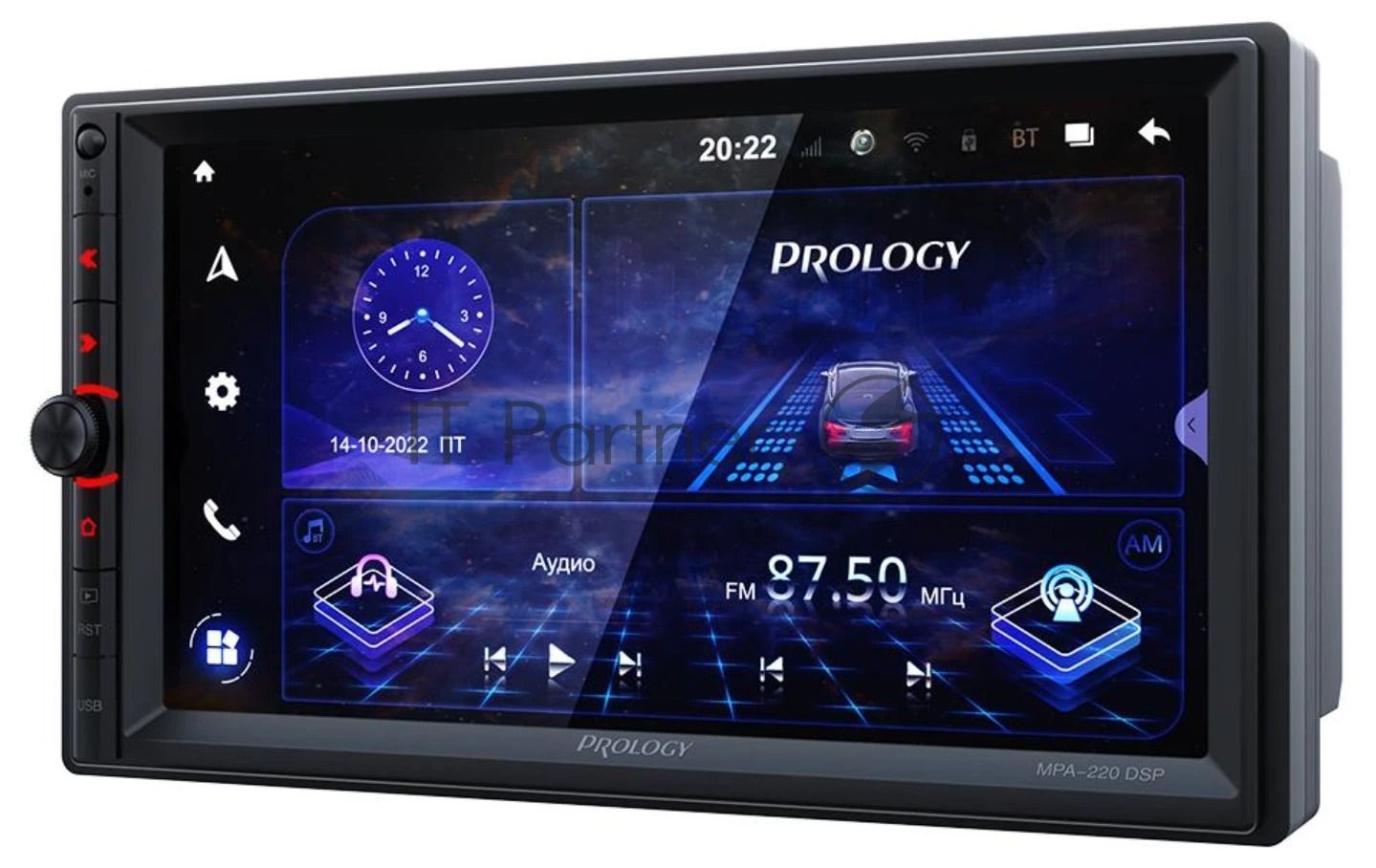 Автомагнитола Prology MPA-220 DSP, 2 DIN, 7", Android 10, Bluetooth, USB Type-A, AUX, GPS, 4G, пульт ДУ