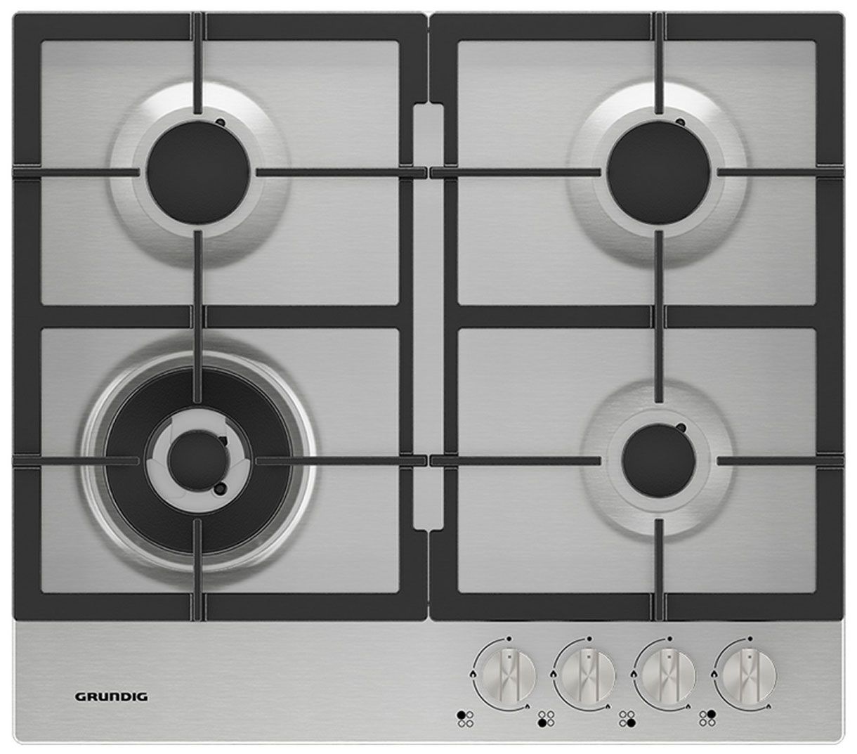 Газовая варочная поверхность Grundig GIGA6234250X, 4 конфорки, нержавеющая сталь, 7800 Вт