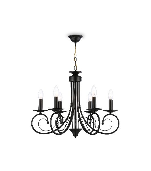 Светильник Ambrella light TR9612/6 BK черный E14/6 max 40W D560*650
