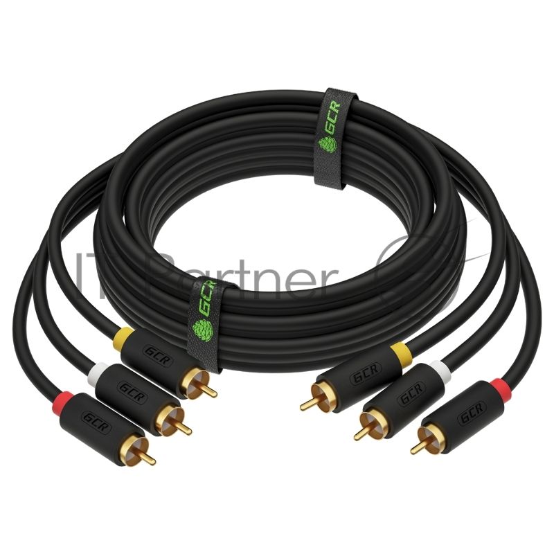 Кабель Greenconnect 1.5m видео-аудио 3 х RCA / 3 х RCA, GOLD, черный