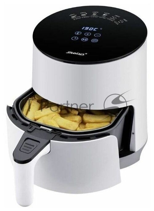 Аэрофритюрница Steba HF 1000 белый/чёрный, 1500 Вт, 3.5 л, 0.5 кг, съёмная чаша, антипригарное покрытие, таймер