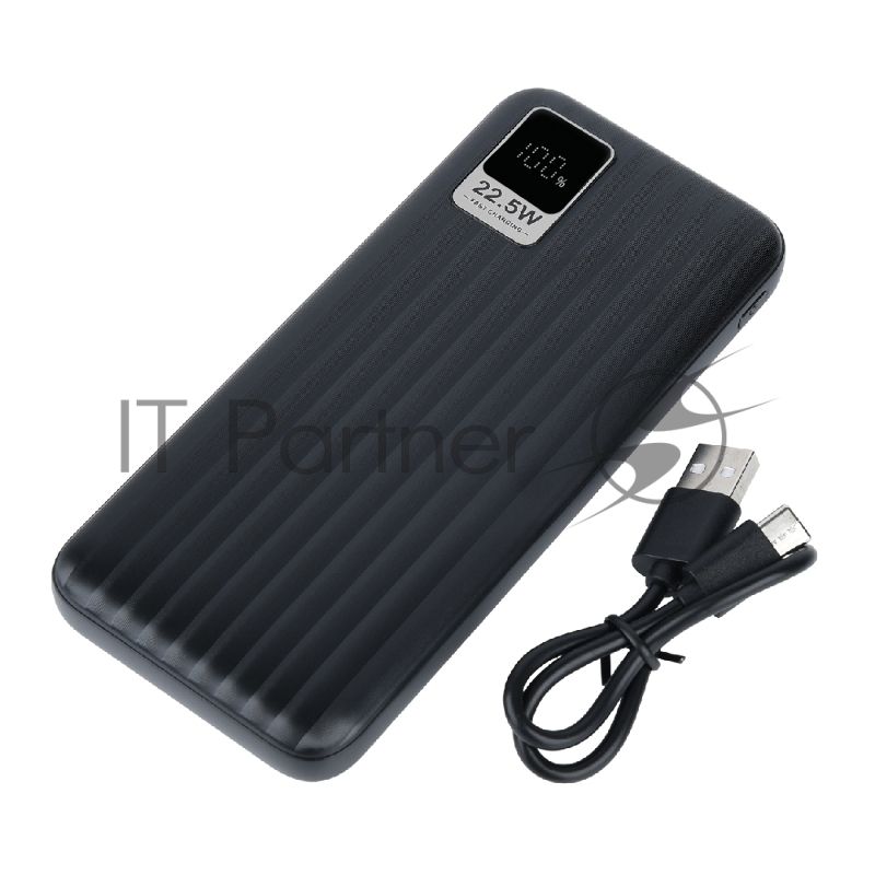 Портативный аккумулятор Perfeo Powerbank WATERFALL 10000 mAh/LED дисплей/PD + QC 3.0/Type-C/2 USB/Выход: 5A, max 22.5Wчерный (PF_E1469)