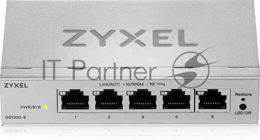 Коммутатор ZYXEL GS1200-5V3-EU0101F, 5×1 Гбит/с, управляемый