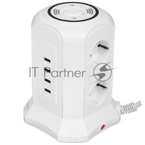 Сетевой фильтр Qumo Power Tower Pro + Wireless SFU2 (P-0010) черный, 6 розеток