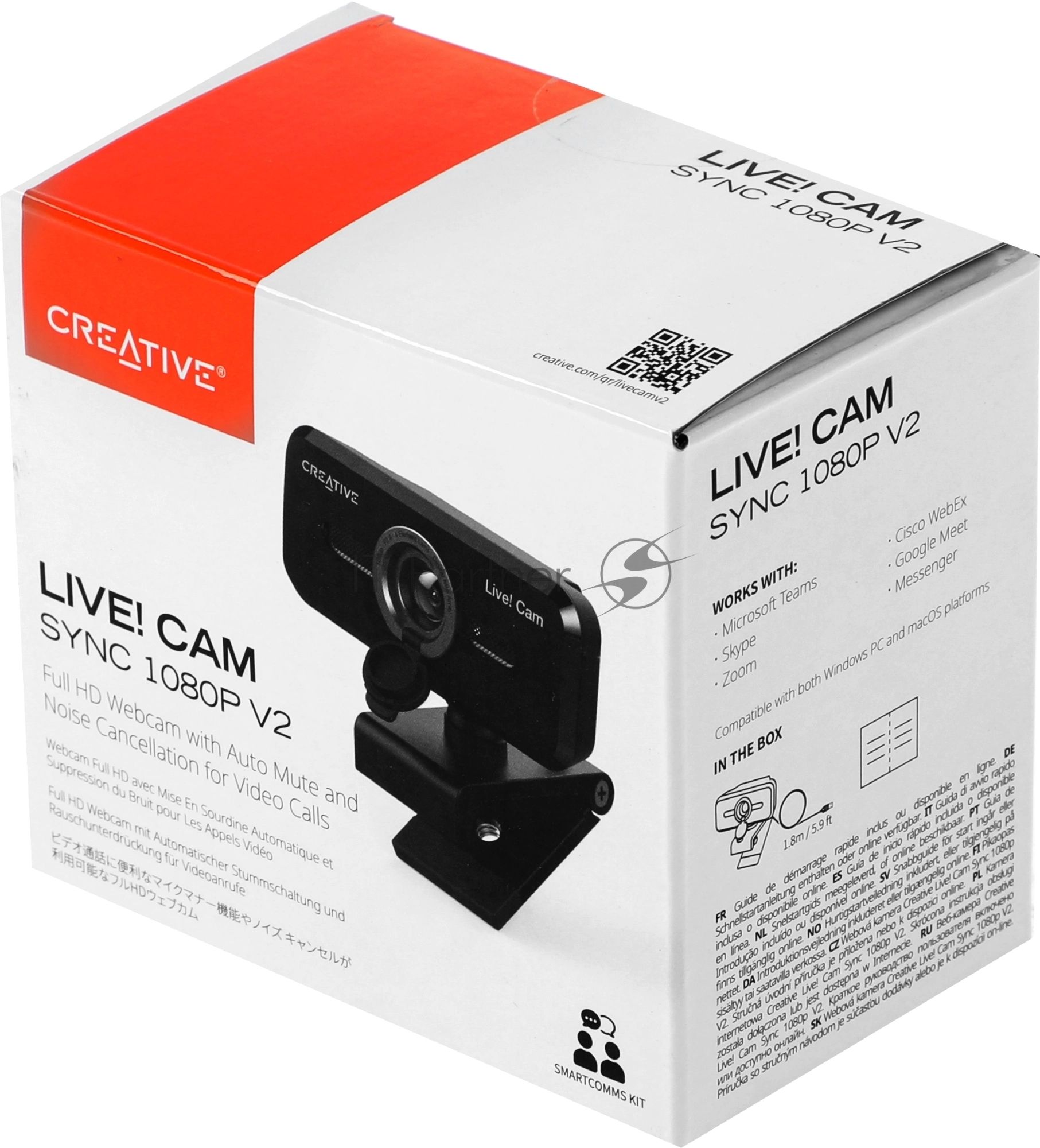 Веб-камера Creative Live! Cam Sync 1080p V2 1920x1080, 30 кадр/с, USB Type-A, микрофон, шторка приватности, универсальное крепление