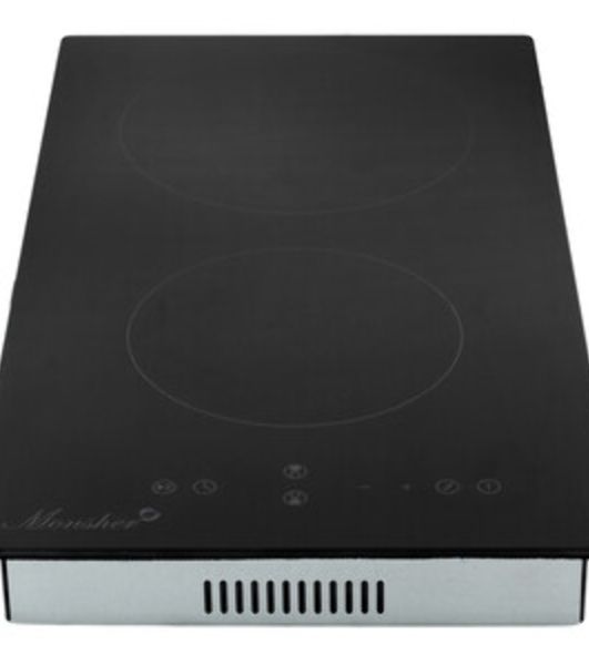 Варочная панель Monsher, High-Tech, Hi-Light, 30 см, 2 конфорки, 9 уровней мощности, сенсорное управление, автоматическое отключение, индикация остаточного тепла, таймер, черный